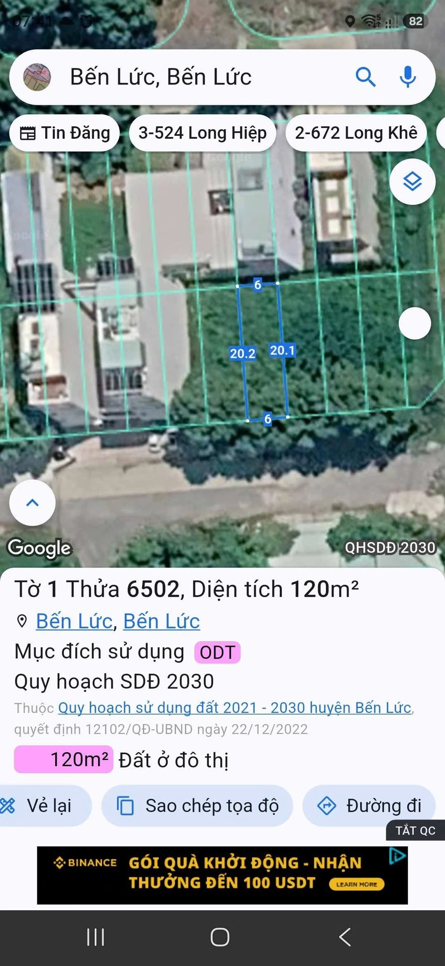 Bán nền đất 6x20m Khu dân cư 135 Bến Lức, giá 3.5 tỷ - Ảnh 1