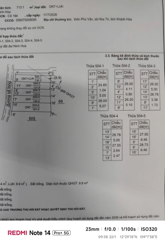 Bán đất nền Ninh Trung 5x26m 275 triệu Khánh Hòa