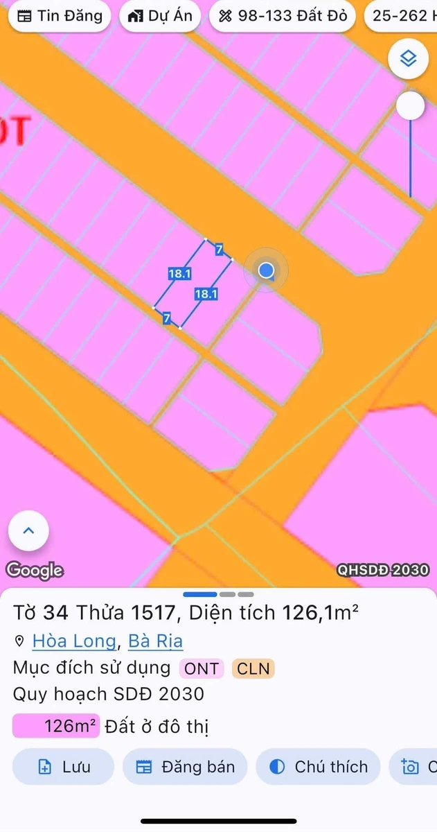 Bán đất Tâm Long 126m2, 1 tỷ, Bà Rịa - Vũng Tàu - Ảnh thu nhỏ 2