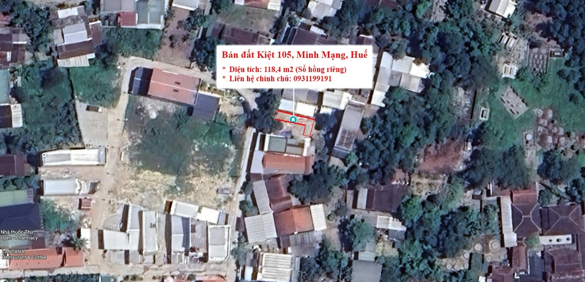 Bán đất Kiệt 105 Minh Mạng Huế 118m2 giá 2,2 tỷ - Ảnh 1