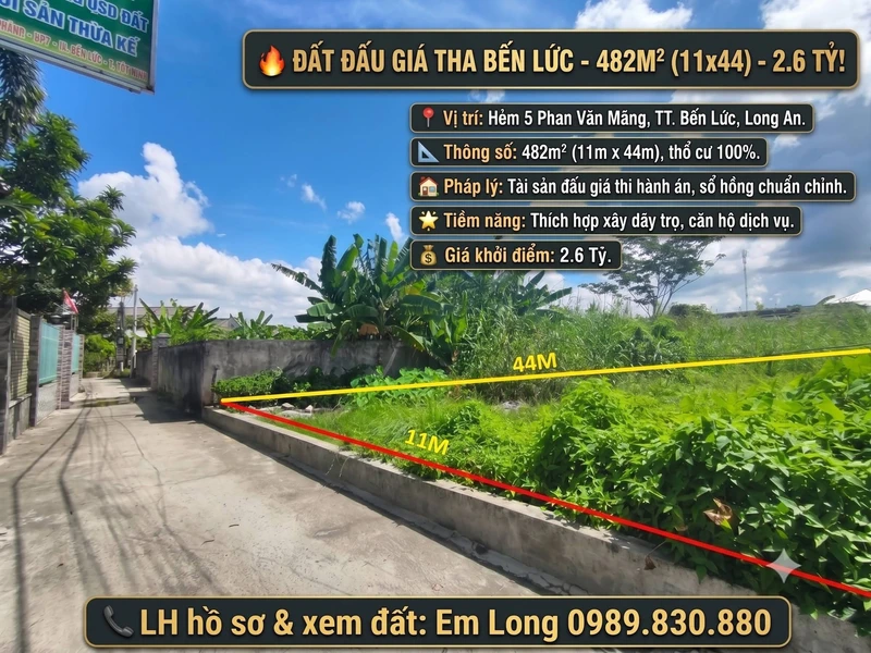 Bán đất Bến Lức 482m² giá 2.6 tỷ