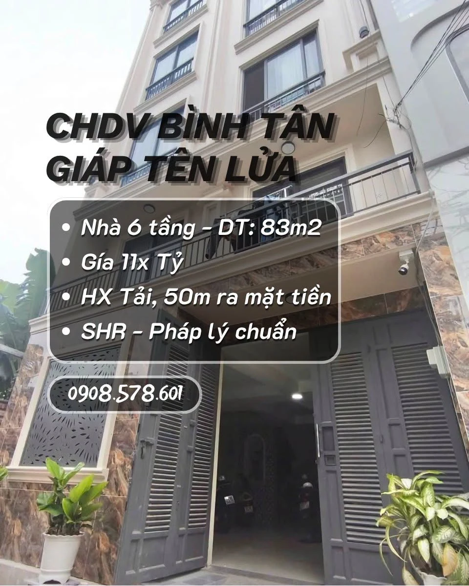 Bán nhà CHDV 6 tầng 13 phòng 83m2 hẻm xe tải gần Tên Lửa, Bình Tân - 11 tỷ - Ảnh 1
