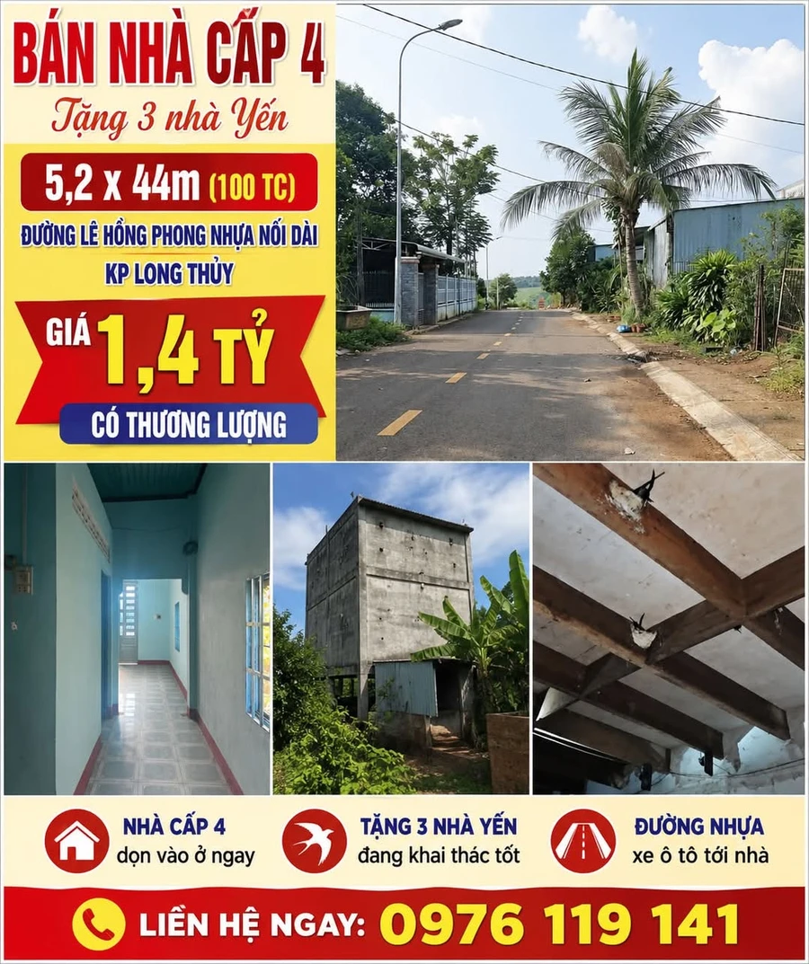Bán nhà cấp 4 + 3 nhà yến 100m² Lê Hồng Phong 1.4 tỷ - Ảnh 1
