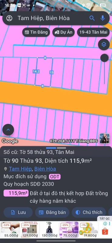 Bán lô đất biệt thự mini 115.9m² gần Vincom Biên Hòa, 6 tỷ 300