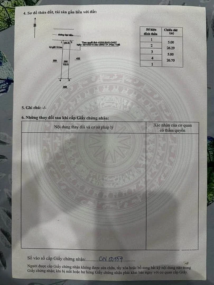 Bán lô đất thổ cư mặt tiền đường nhựa Đại Nẫm, 132m2, giá 1,7 tỷ, Phan Thiết - Ảnh thu nhỏ 4