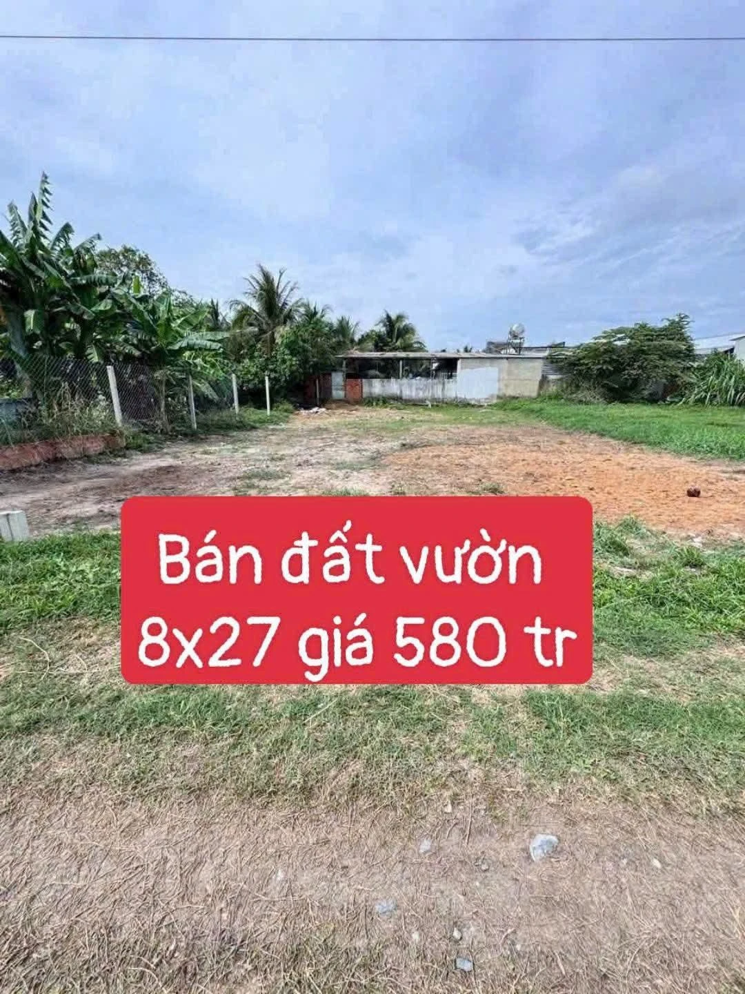 Bán nền đất vườn 8x27m Xã Mỹ Hạnh 580 triệu - Ảnh 1