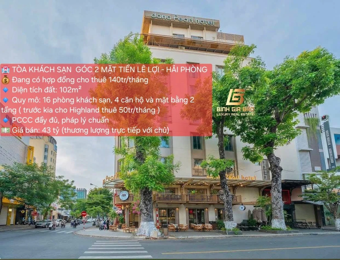 Bán tòa khách sạn góc 2 mặt tiền Lê Lợi Hải Phòng 102m² - Ảnh 1