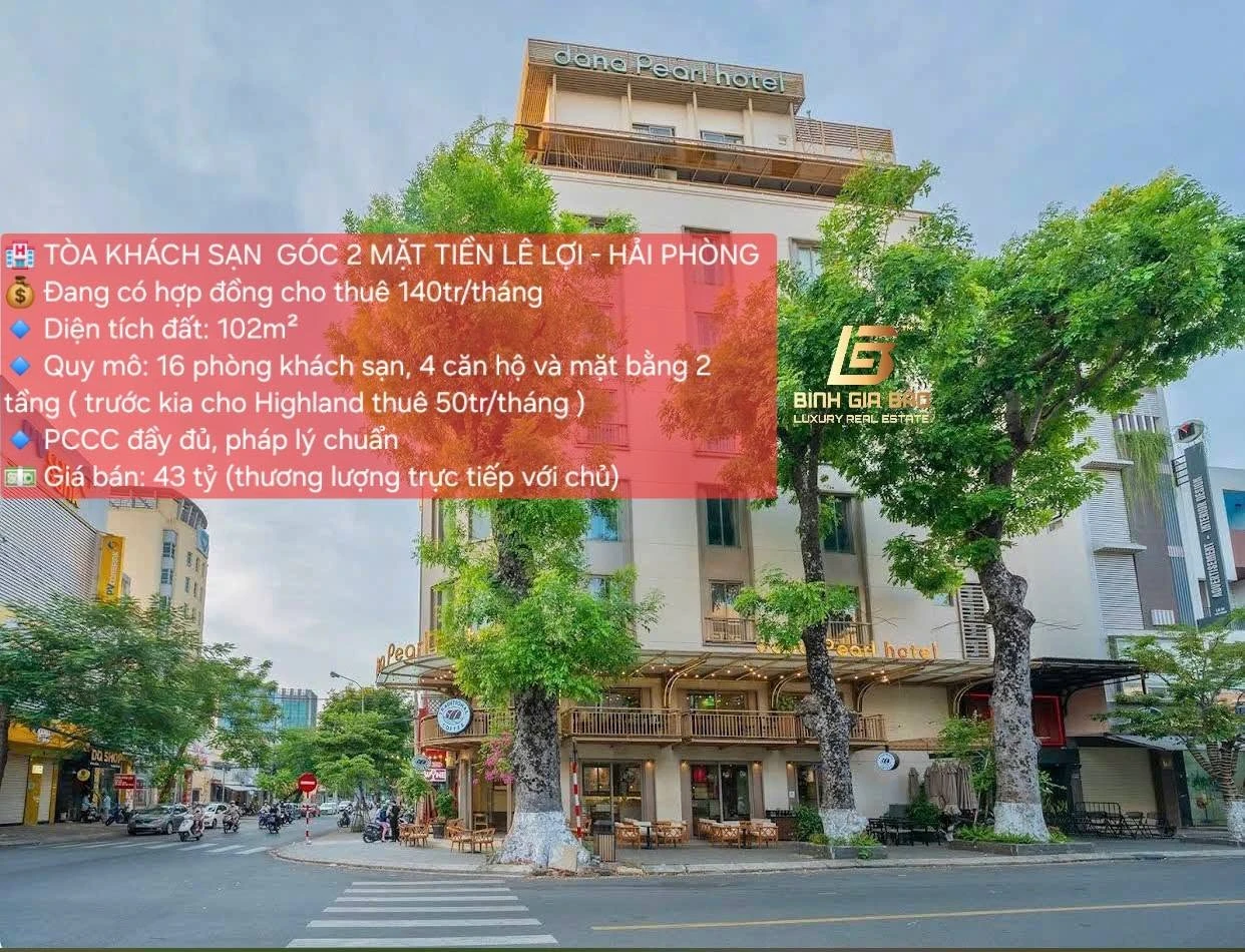 Bán tòa khách sạn góc 2 mặt tiền Lê Lợi Hải Phòng 102m² - Ảnh 1