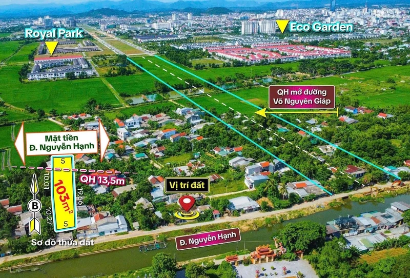 Bán đất mặt tiền 103m² Nguyễn Hạnh, Phường Vỹ Dạ, TP Huế