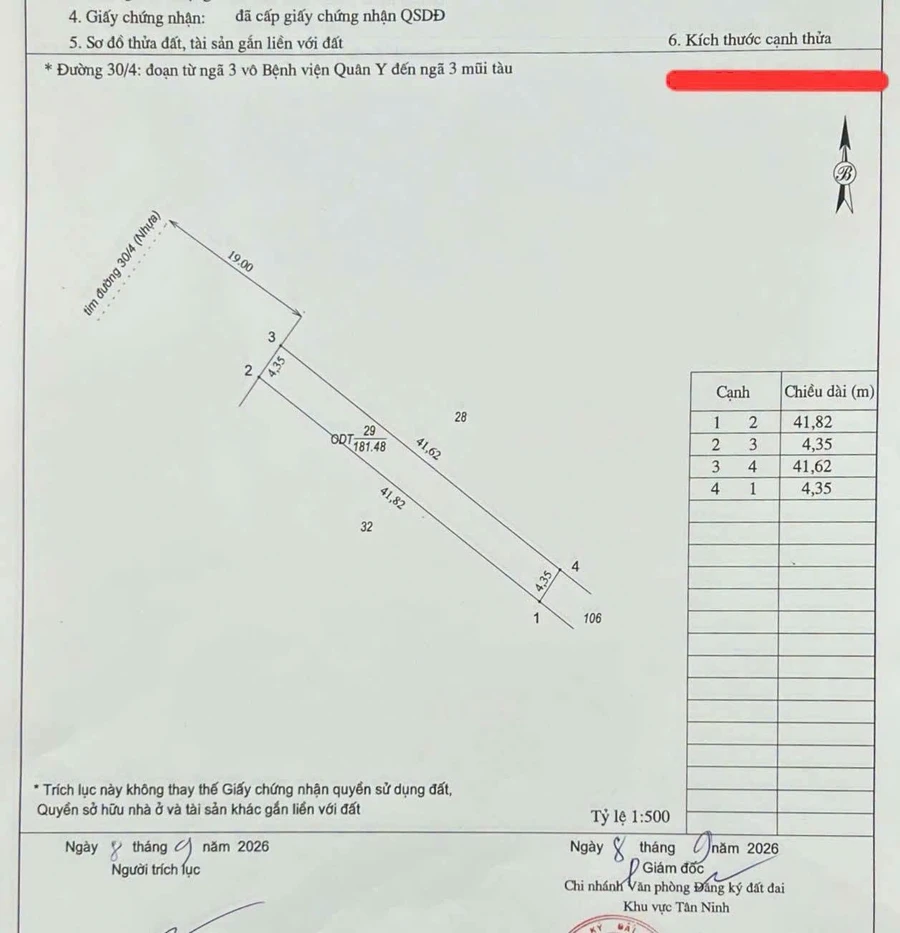 Bán đất mặt tiền đường 30/4 Tây Ninh 181m2, giá 6.525 tỷ - Ảnh thu nhỏ 2