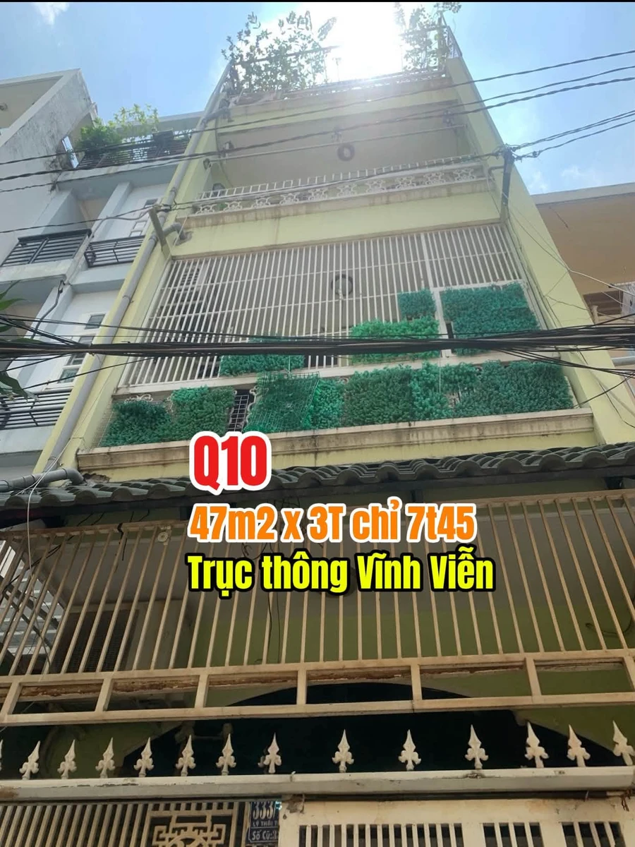 Bán nhà phố 47m2 1 trệt 2 lầu sân thượng hẻm thông Ngô Gia Tự – Vĩnh Viễn, Quận 10 - Ảnh 1