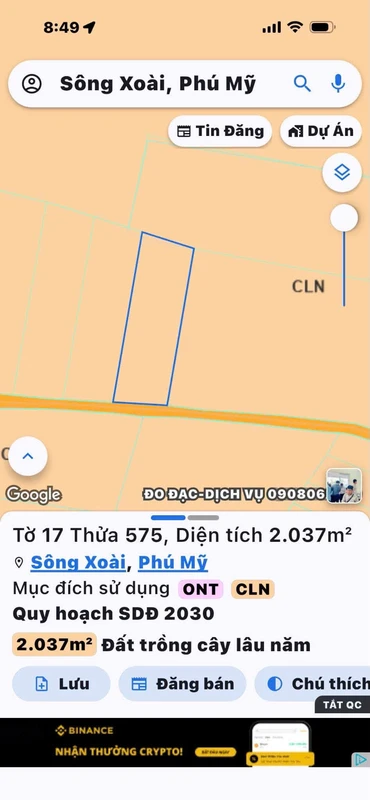 Bán đất 2 sào Sông Xoài 2.9 tỷ, 2000m2, Tân Thành