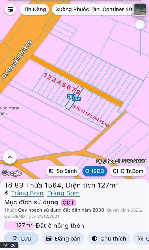 Bán đất Sông Trầu Trảng Bom 130m², 9xx triệu