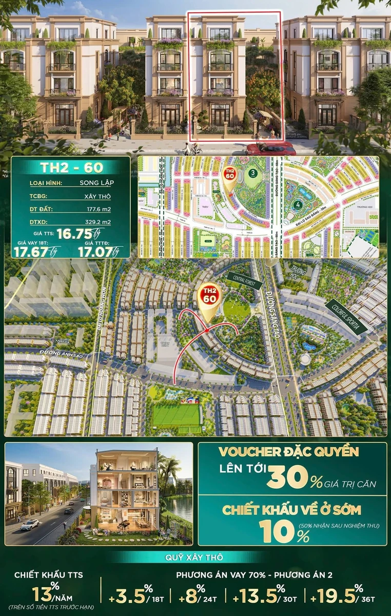 Bán song lập thô 177,6m² Vinhomes Dương Kinh 16,75 tỷ - Ảnh thu nhỏ 2