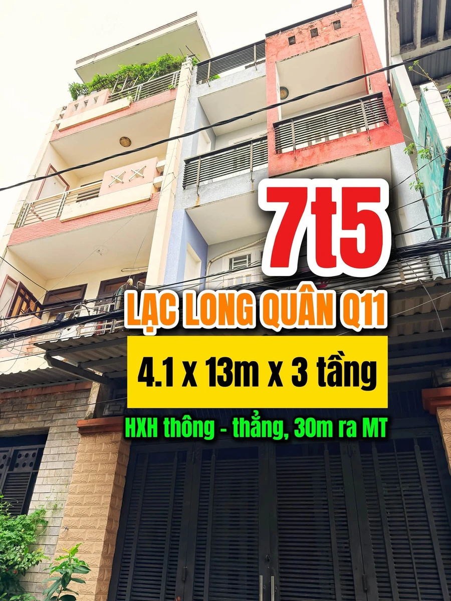 Bán nhà phố Q11 53m² MT Lạc Long Quân 7.5 tỷ - Ảnh 1