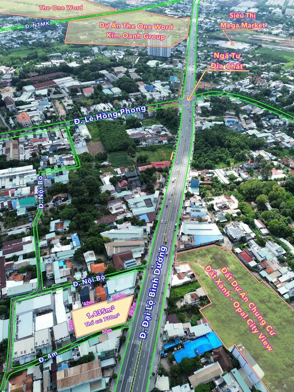 Bán lô góc 2 mặt tiền Đại lộ Bình Dương 1.435m², 136 tỷ, trung tâm Thủ Dầu Một