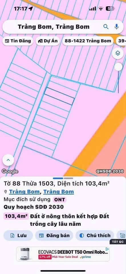 Bán đất 100m² Sông Trầu, Đồng Nai, 890 triệu - Ảnh thu nhỏ 4