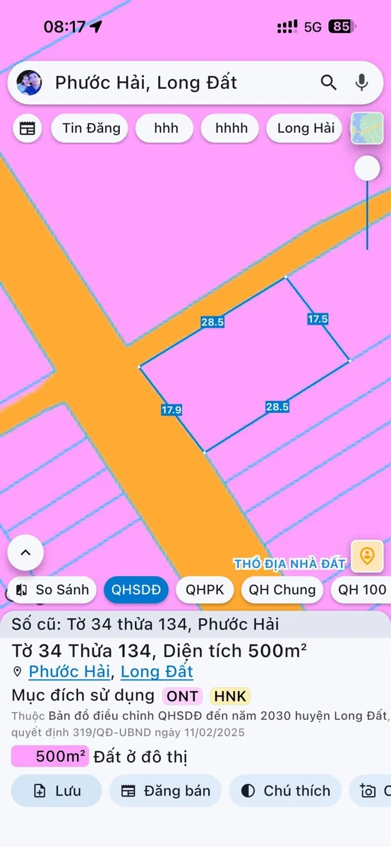 Lô đất vườn góc 2 mặt tiền 500m2 Phước Hải gần biển - Ảnh thu nhỏ 4