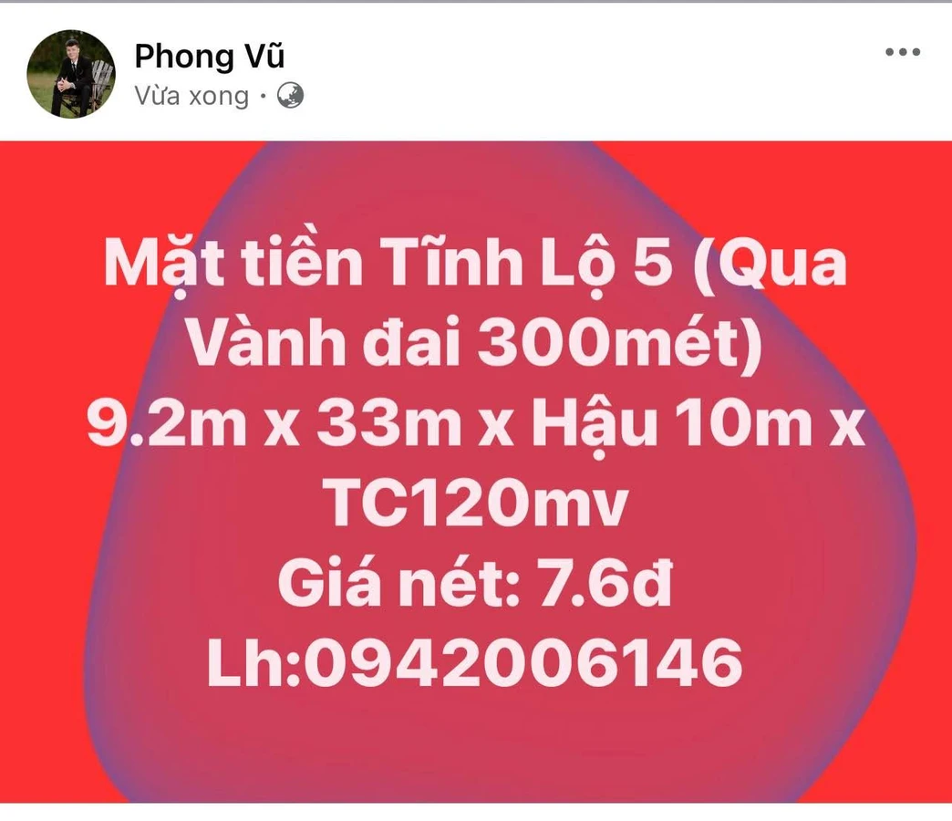 Bán đất mặt tiền Tĩnh Lộ 5, 9.2x33m, Bình Tân - Ảnh 1