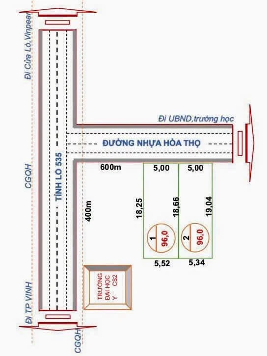 Bán đất 96m² mặt đường Hoà Thọ, Vinh Lộc, Nghệ An - Ảnh 1