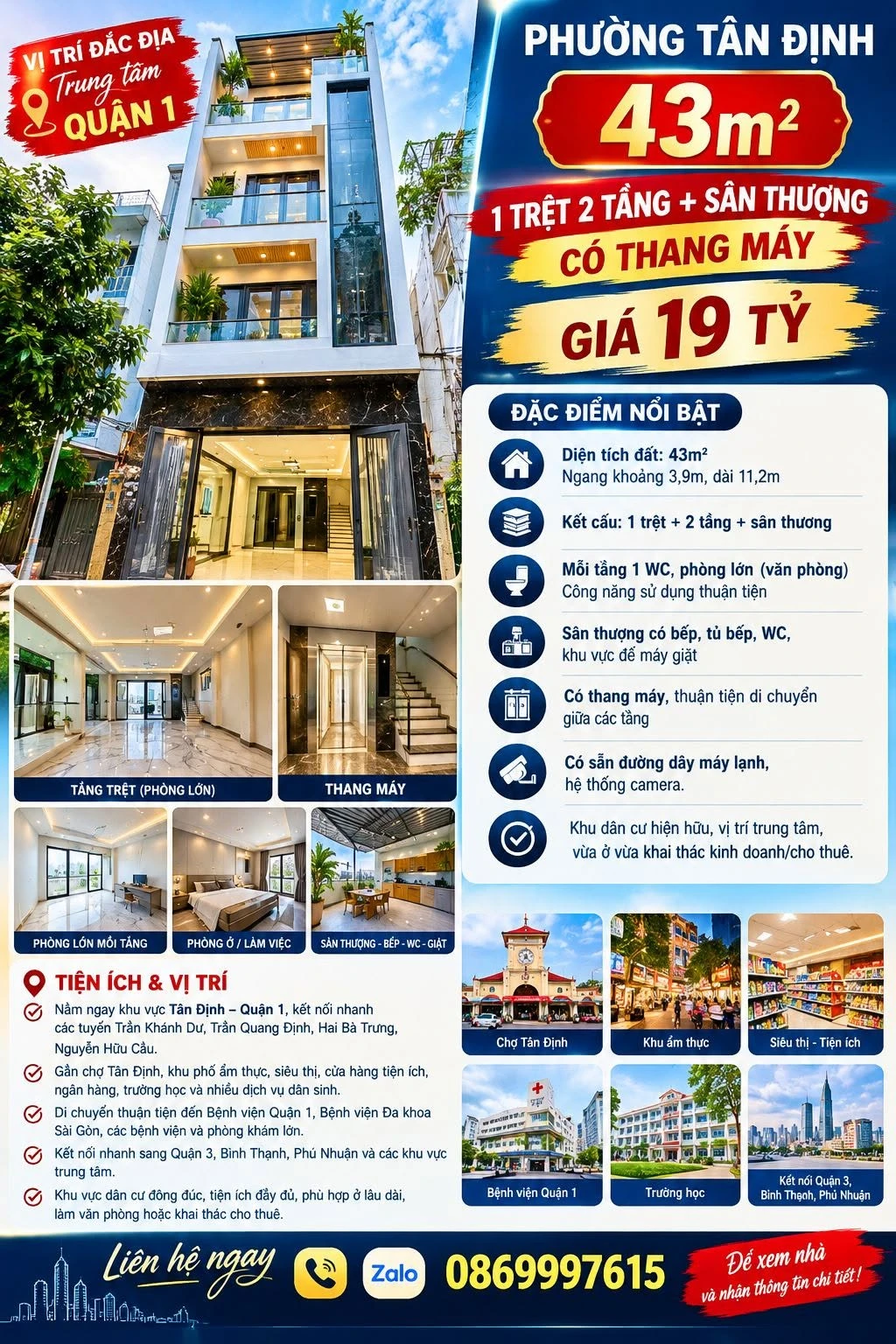 Bán nhà hẻm xe tải Tân Định 43m2 có thang máy 19 tỷ - Ảnh 1