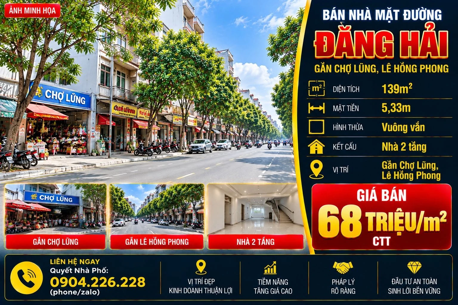 Bán nhà 2 tầng mặt đường Đằng Hải 139m² Hải Phòng - Ảnh 1