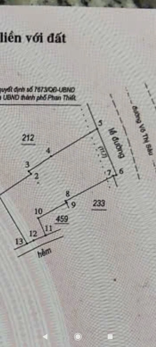 Bán đất mặt đường Võ Thị Sáu, Phan Thiết, 141m², 5 tỷ 4 - Ảnh 1