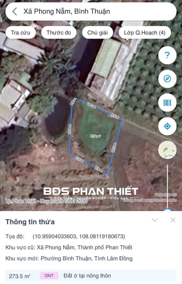 Bán đất 274m² thổ cư Phong Nẫm, 500 triệu - Ảnh thu nhỏ 3