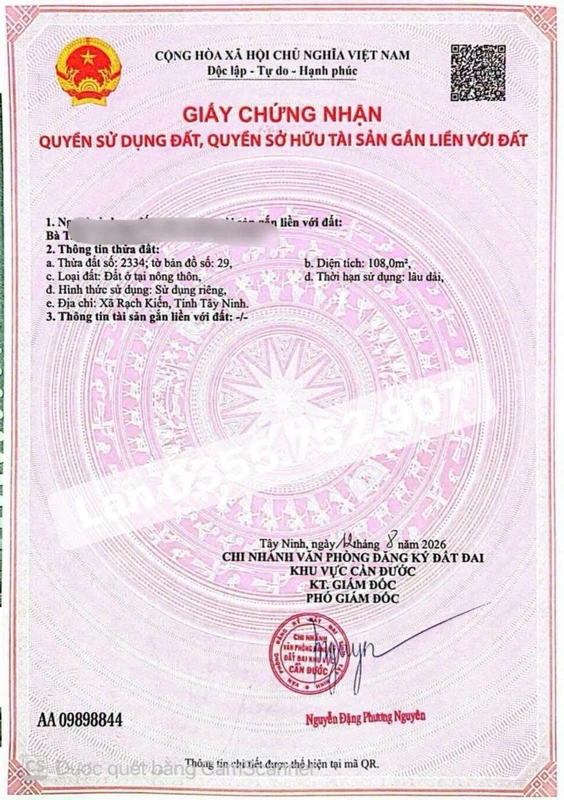 Bán lô đất 108m² mặt tiền Long Trạch, Long An 1,29 tỷ