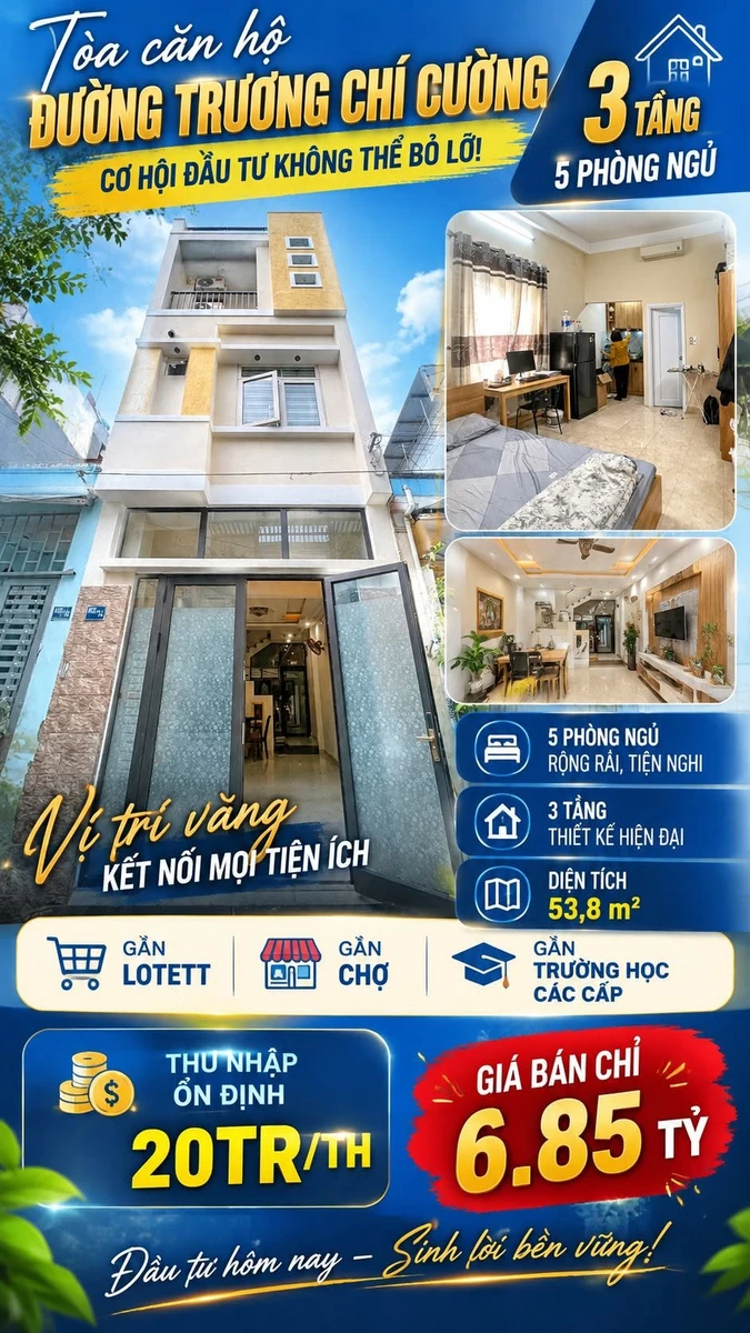 Bán nhà 3 tầng 5PN 53,8m² Trương Chí Cường 6,85 tỷ Đà Nẵng - Ảnh 1