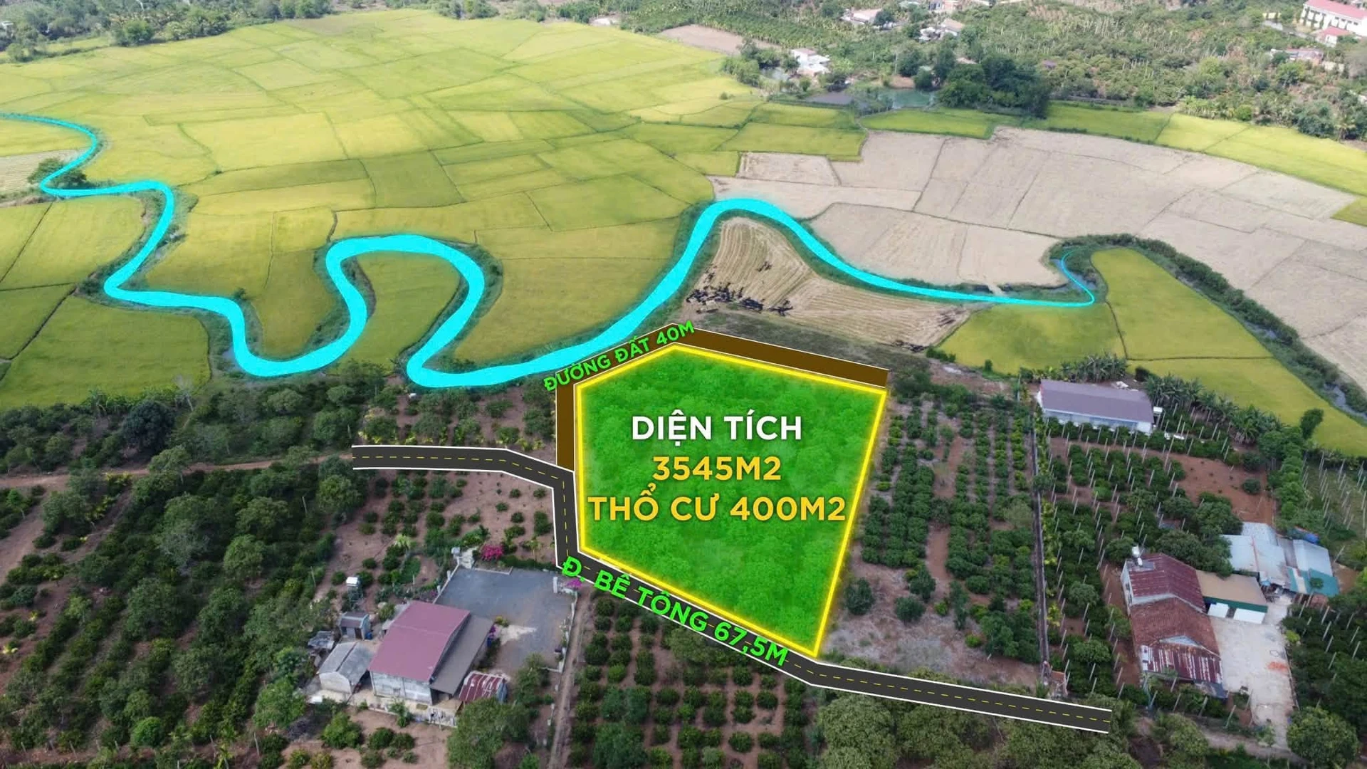 Bán đất vườn 3545m² view suối Ea Hu Đắk Lắk - Ảnh 1