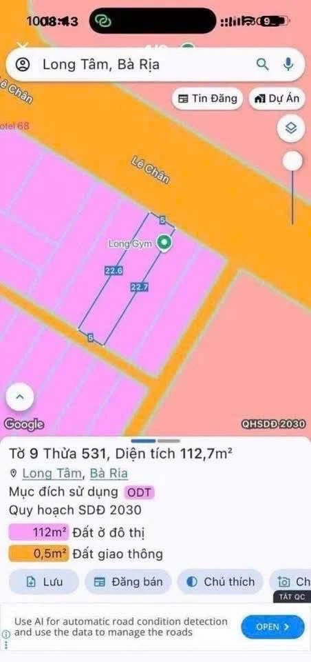 Bán đất mặt tiền Lê Chân 113 m2 Bà Rịa - Ảnh thu nhỏ 4
