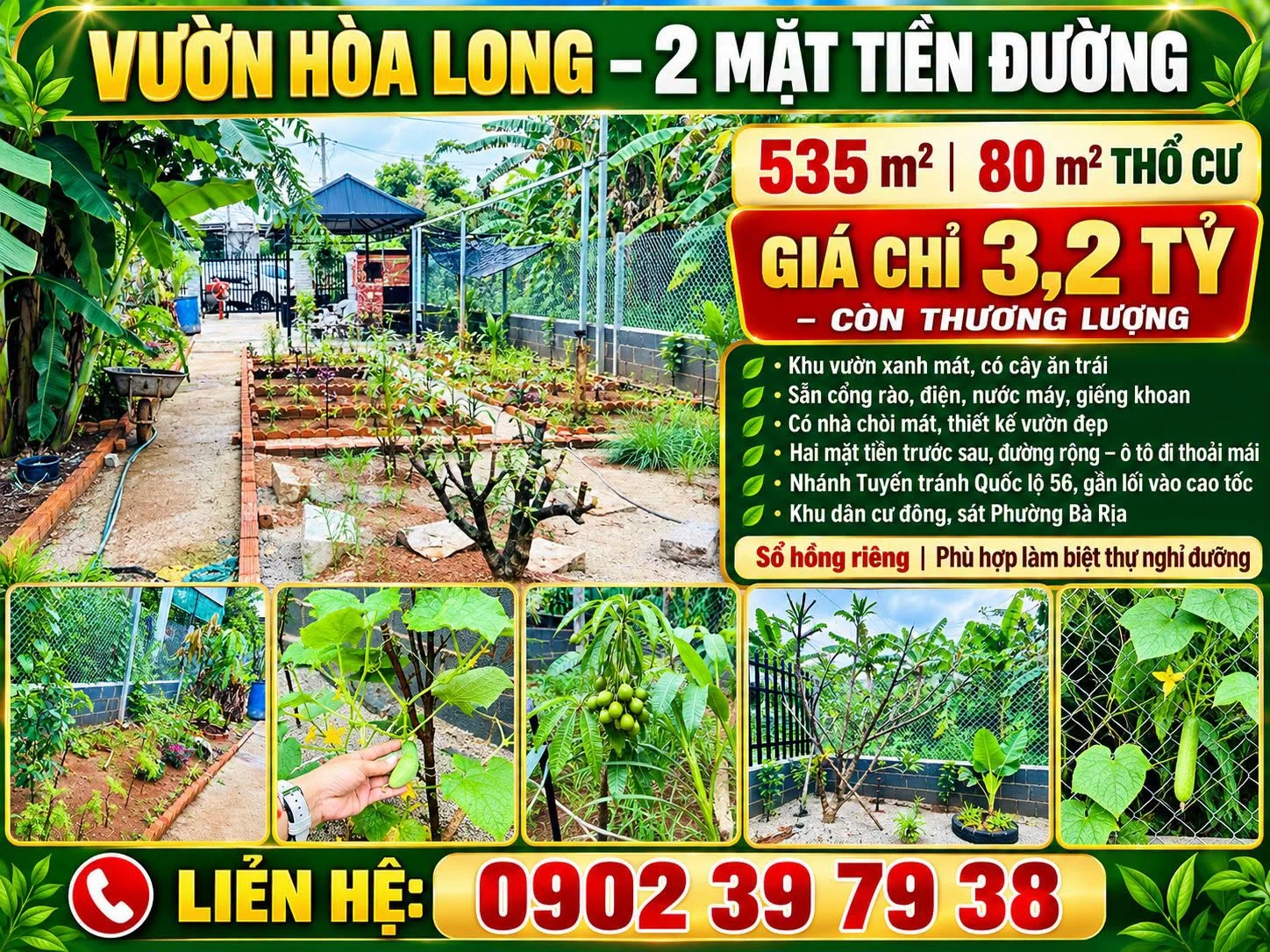 Bán đất 535m2 Hoà Long, Tam Long, Bà Rịa 3.2 tỷ - Ảnh 1