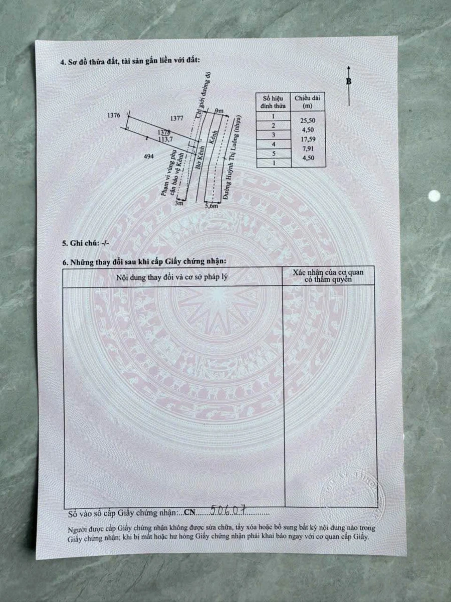Bán đất mặt tiền đường Huỳnh Thị Luông 4,5x25m giá 790 triệu, Xã Mỹ Lộc, Tây Ninh - Ảnh thu nhỏ 5
