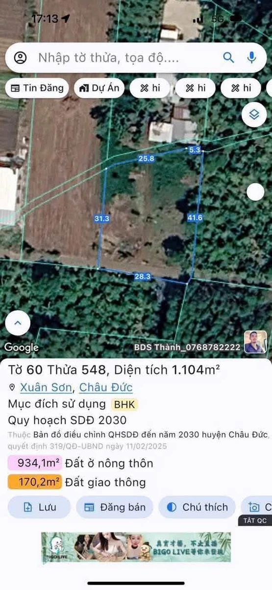 Bán đất 1176m² Xuân Sơn Châu Đức 990 triệu - Ảnh thu nhỏ 3
