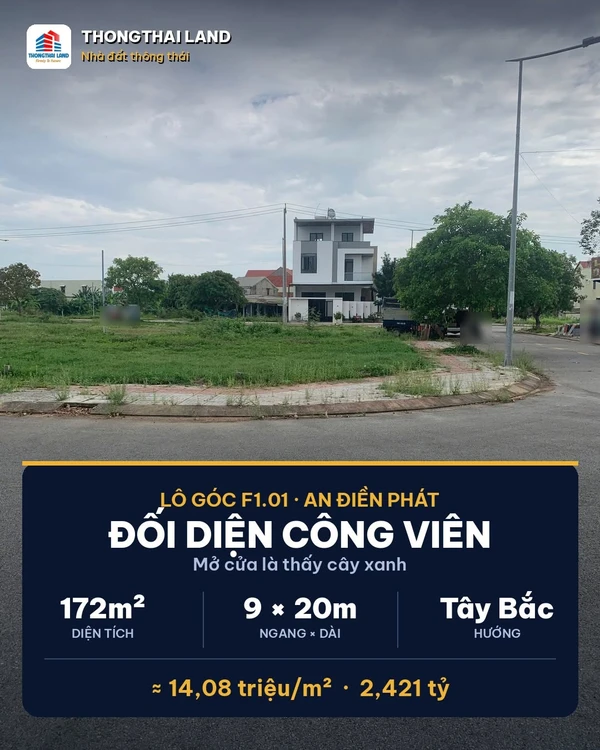 Bán lô góc đất nền 172m² An Điền Phát Quảng Ngãi