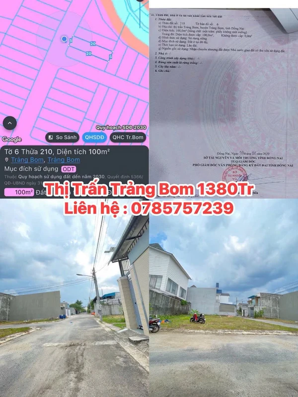 Bán lô đất 100m² Trảng Bom, Đồng Nai 1 tỷ 380