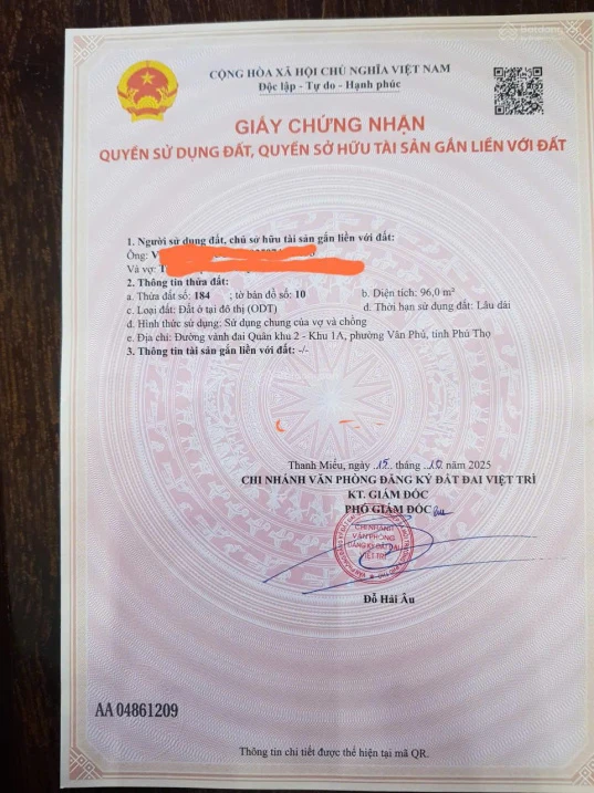 Bán Gấp Lô Đất Đẹp 96m2 Vân Phú - Mặt Tiền Nở Hậu Lộc Phát - Gần Đền Hùng - Ảnh 1