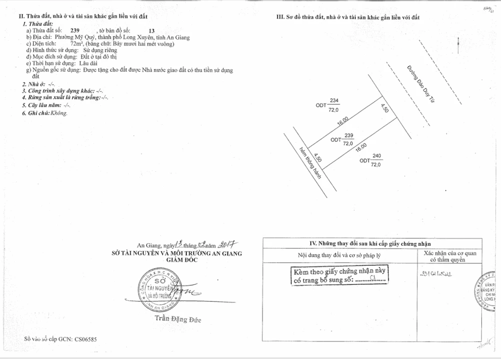 Bán QSDĐ tại thửa đất số: 239, tờ bản đồ số: 13 P.Mỹ Quý, TP.Long Xuyên, T.An Giang - Ảnh thu nhỏ 2