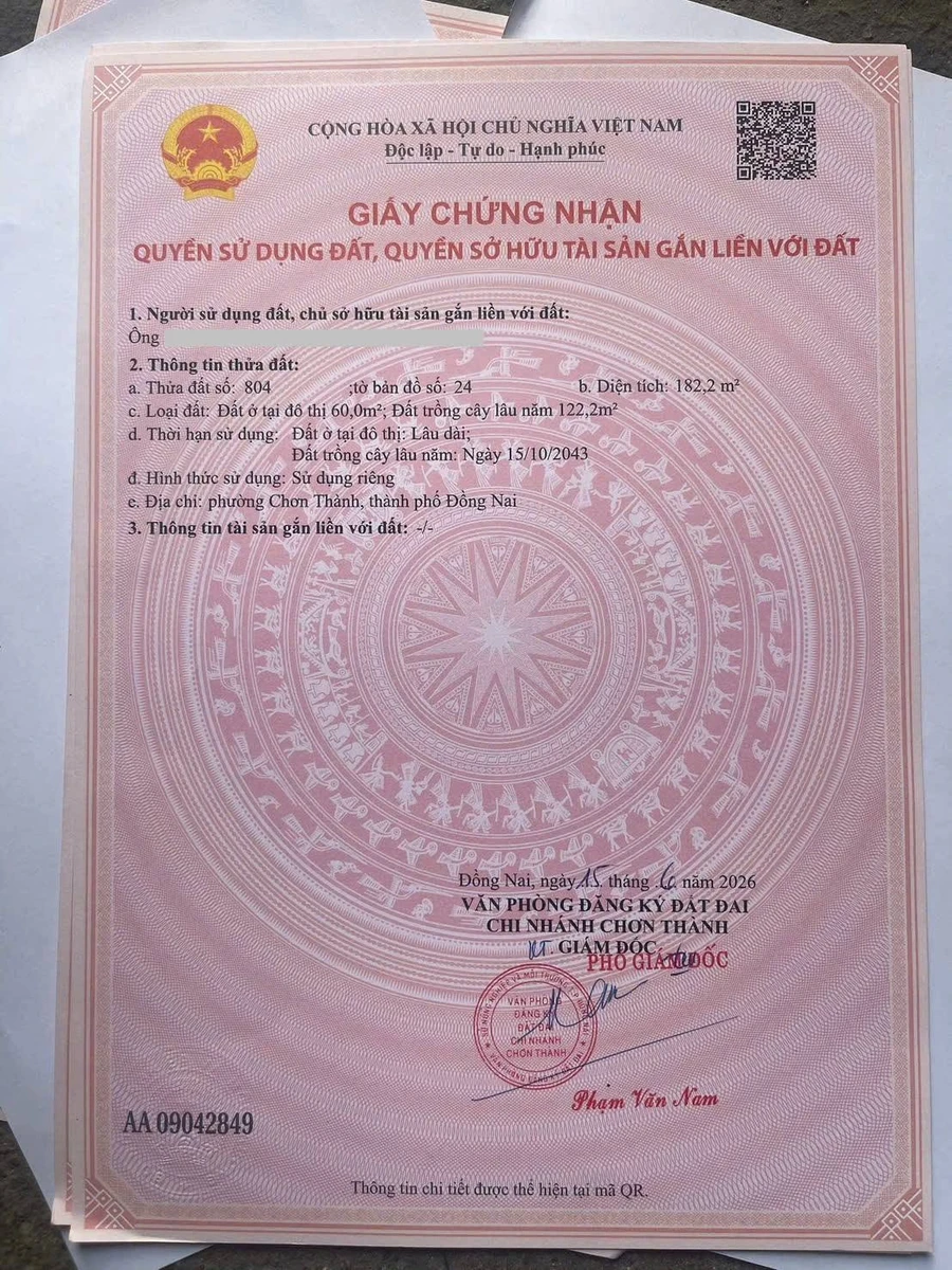 Bán đất Chơn Thành 180 m² giá 369 triệu - Ảnh thu nhỏ 3