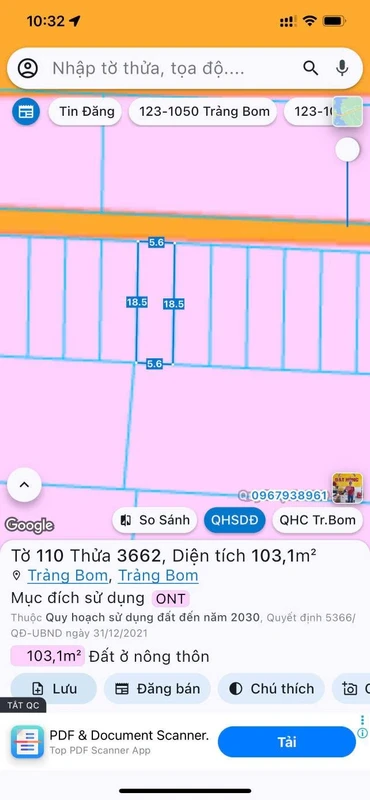 Bán đất Phường Trảng Bom 104m² sổ riêng 700 triệu