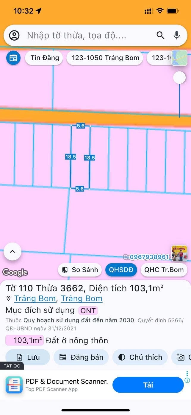 Bán đất Phường Trảng Bom 104m² sổ riêng 700 triệu - Ảnh 1