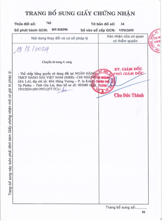 Bán QSDĐ và TS khác gắn liền với đất thuộc thửa 743, TBĐ 34 P.Thắng Lợi, TP.Pleiku, T.Gia Lai - Ảnh thu nhỏ 2