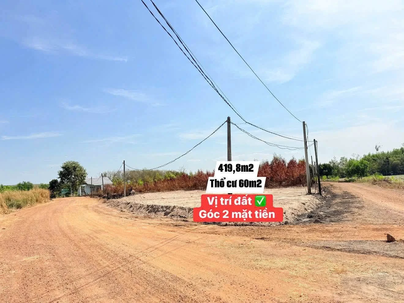 Bán đất góc 2 mặt tiền 420m² Bình Dương 600 triệu - Ảnh 1