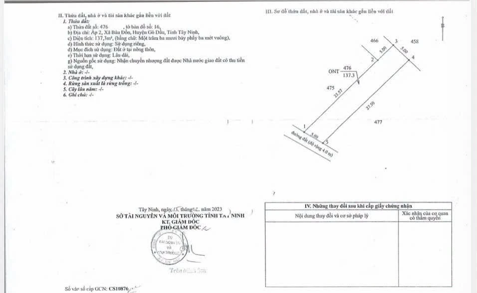 Bán đất mặt tiền đường DT782 10x27 thổ cư gần KCN Phước Đông, Truông Mít, Tây Ninh - Ảnh 1
