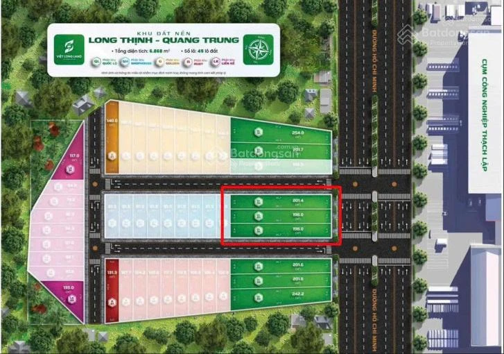 Cụm 3 lô siêu đẹp MT đường Hồ Chí Minh, đối diện CCN Thạch Lập, cạnh CCN Cẩm Châu. Chỉ 9 triệu/m2