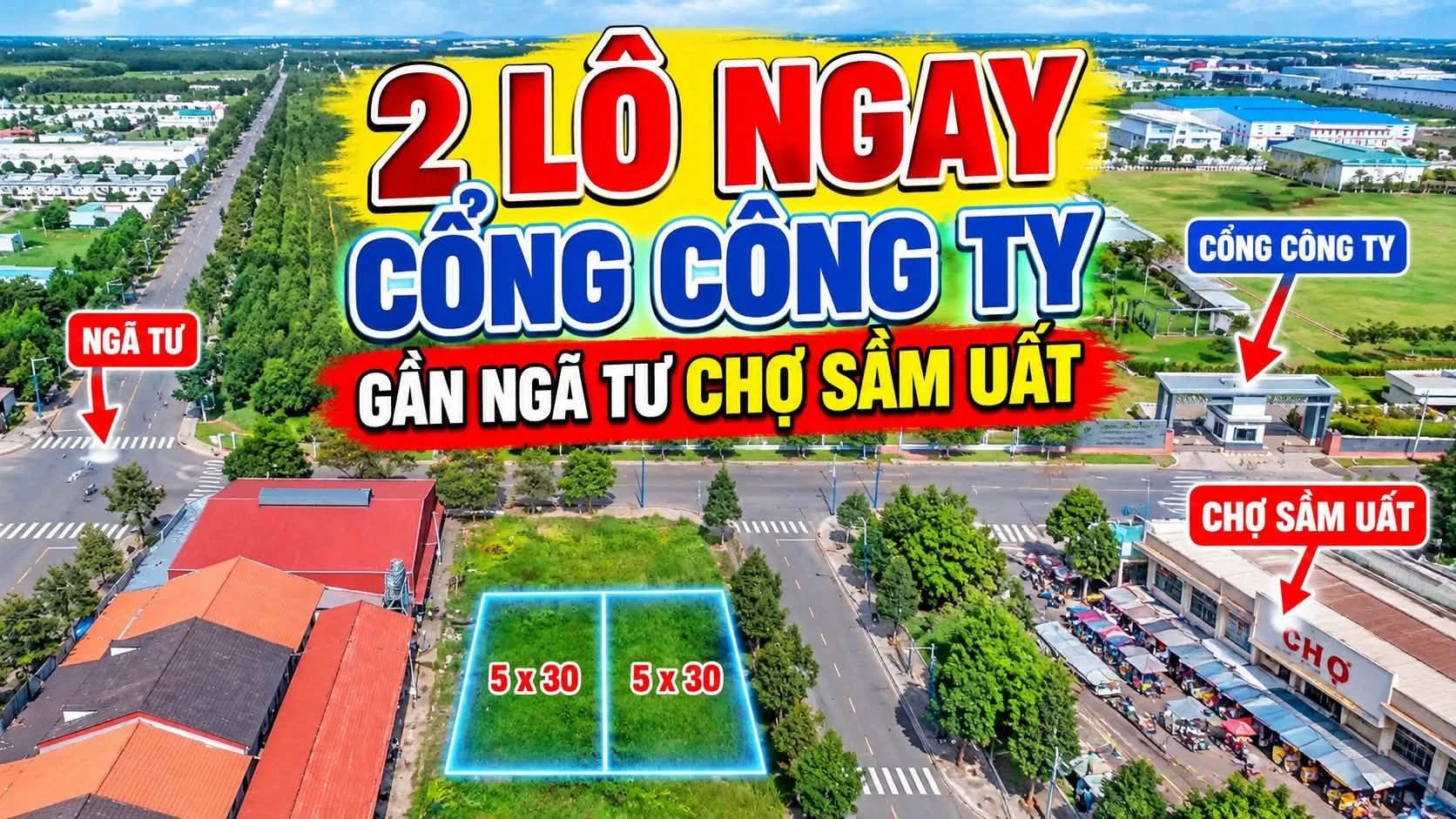 Bán 2 lô đất 300m² gần công ty, Chơn Thành - Ảnh 1