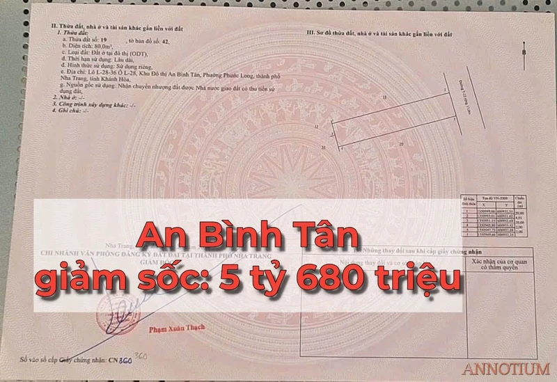Bán đất KĐT An Bình Tân Nam Nha Trang 80m² giá 5,68 tỷ