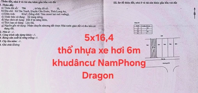 Bán đất thổ cư 82m² sổ hồng riêng Tân Trạch Cần Dước Long An