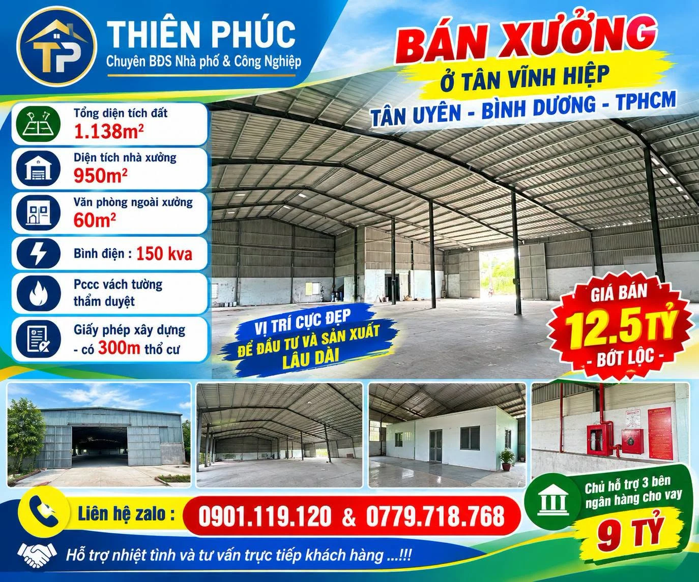 Bán nhà xưởng 1.138m2 tại Tân Vĩnh Hiệp, Tân Uyên, Bình Dương giá 12,5 tỷ - Ảnh 1